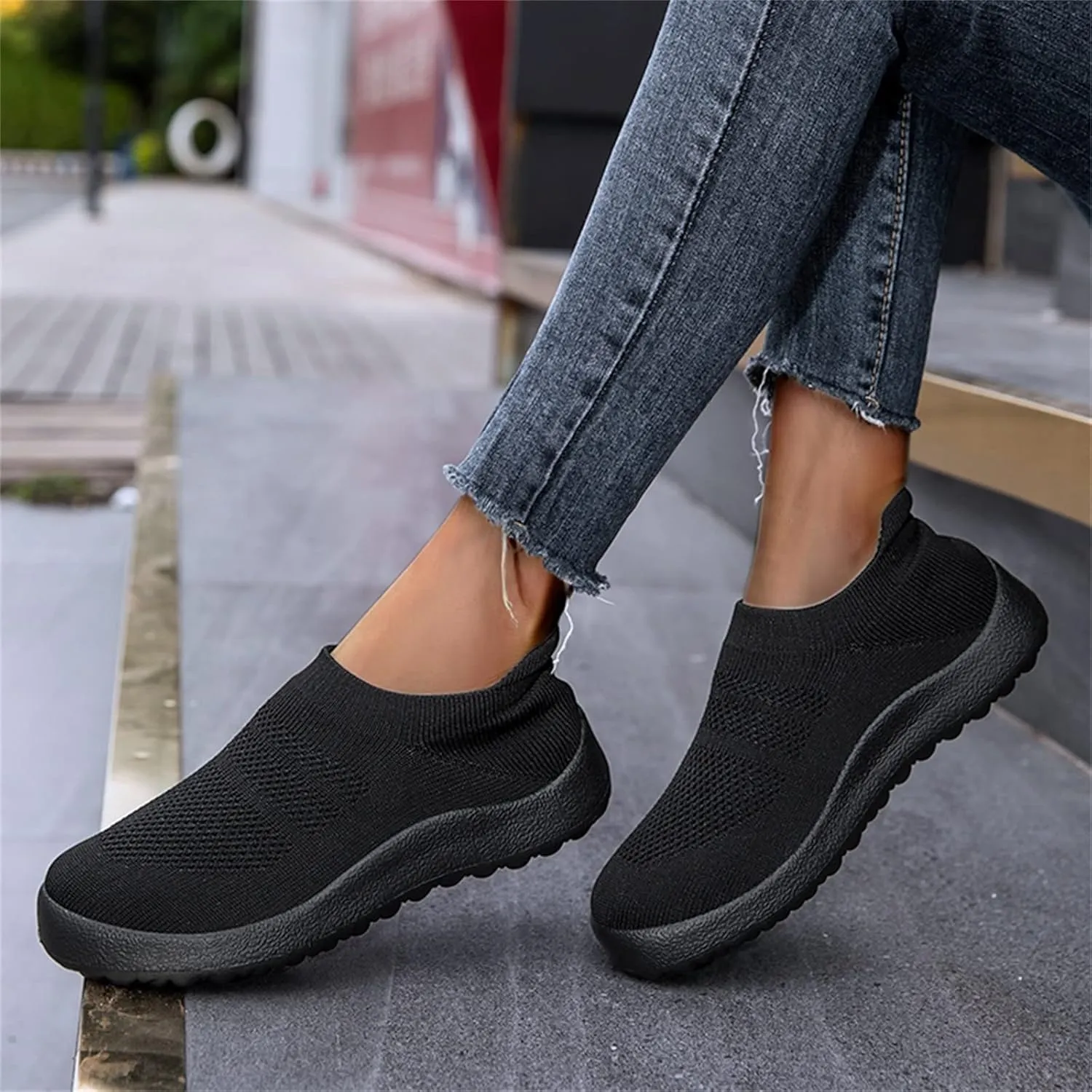 Women's Walking Shoes Cushion Comfortable Breeze Shoes Tennis Shoes Womens Boots Casual Work Shoes Platform Sneakers Slip On Tennis Shoe White Loafers