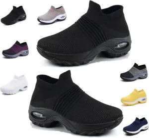Women's Walking Shoes Socks Sneakers - Mesh Slip-On Air Cushion Women Girls with Arch Support Fashion Thick-Sole Sneakers