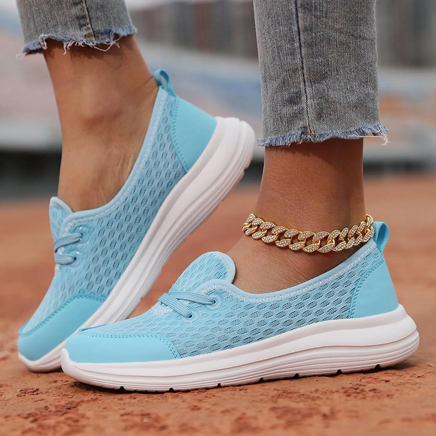 Women's Walking Shoes Soft Sole Mesh Shoe Comfortable Orthopedic Slip-on Breathable Flats Casual Nursing Orthotic Lightweight Shoes Walking Sneaker with Arch Support