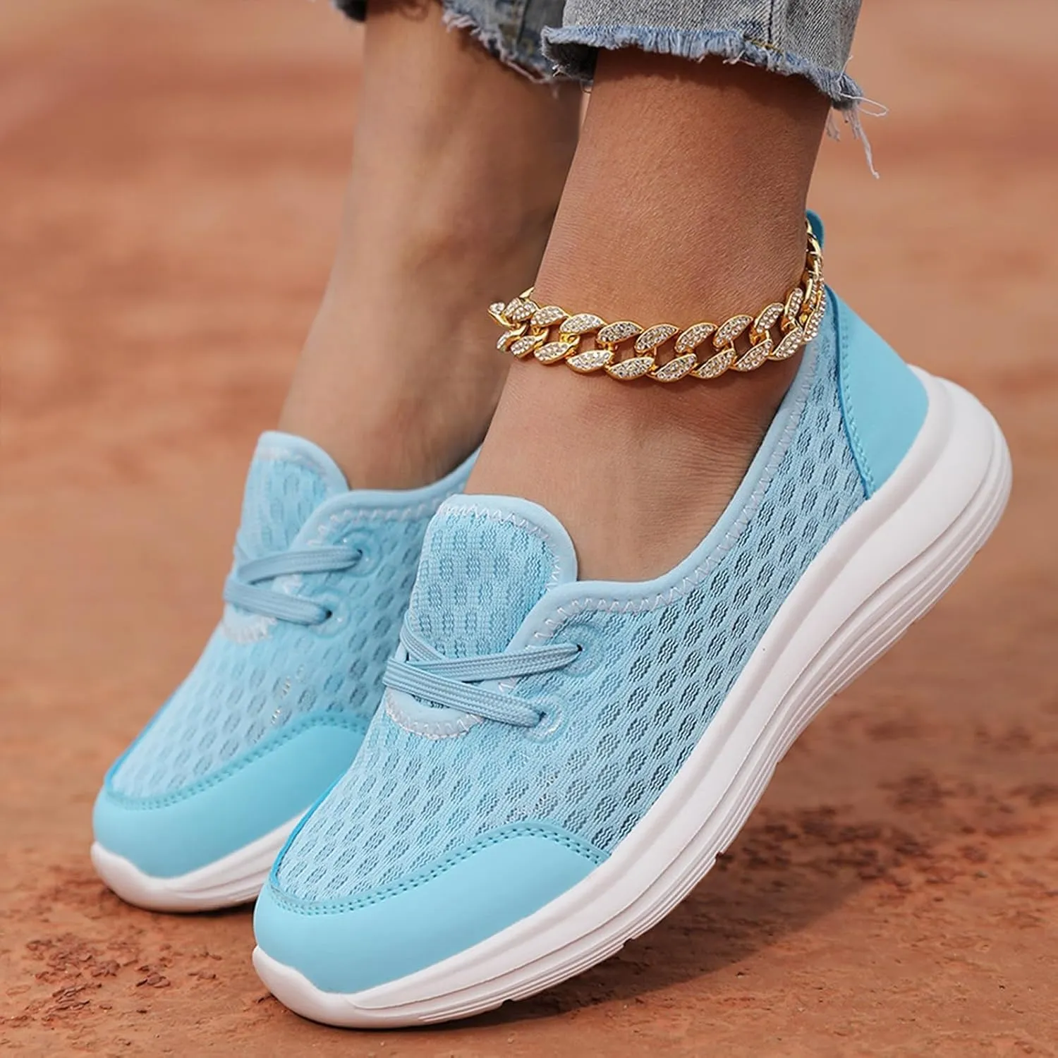 Women's Walking Shoes Soft Sole Mesh Shoe Comfortable Orthopedic Slip-on Breathable Flats Casual Nursing Orthotic Lightweight Shoes Walking Sneaker with Arch Support