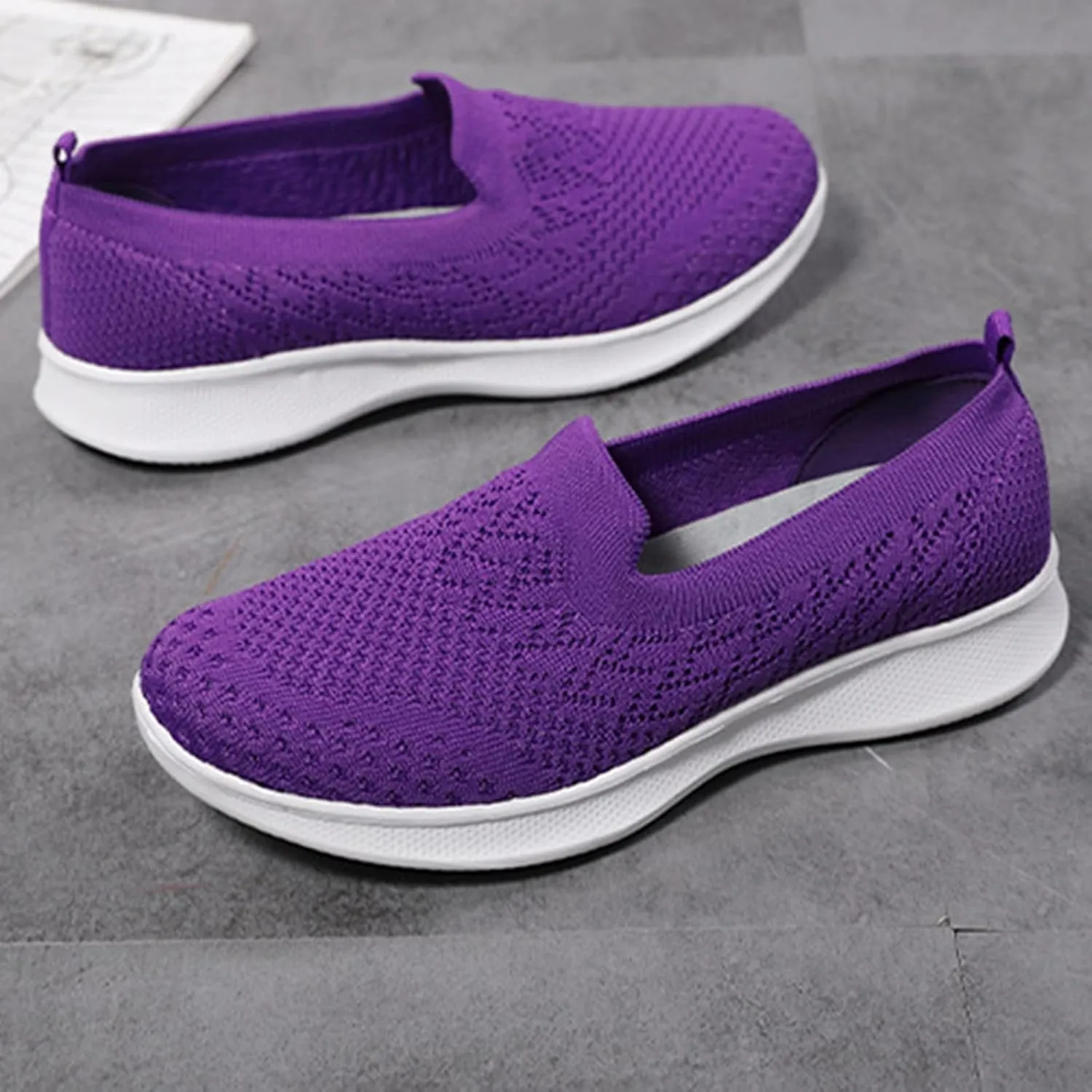 Womens Walking Shoes Woven Breathable Soft Sole Shoes Lightweight Comfort Platform Mesh Slip in Sneakers Arch Support