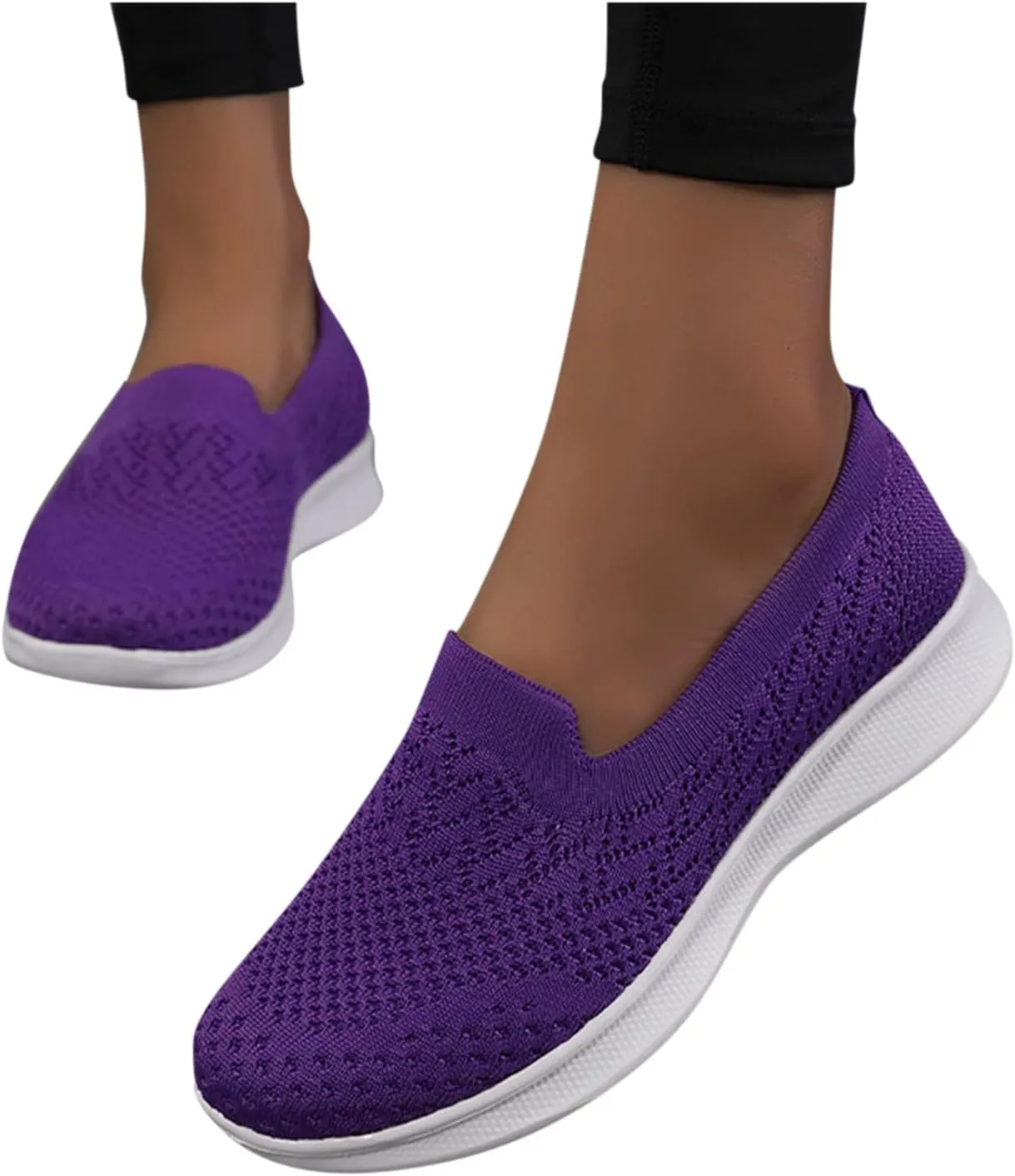 Womens Walking Shoes Woven Breathable Soft Sole Shoes Lightweight Comfort Platform Mesh Slip in Sneakers Arch Support