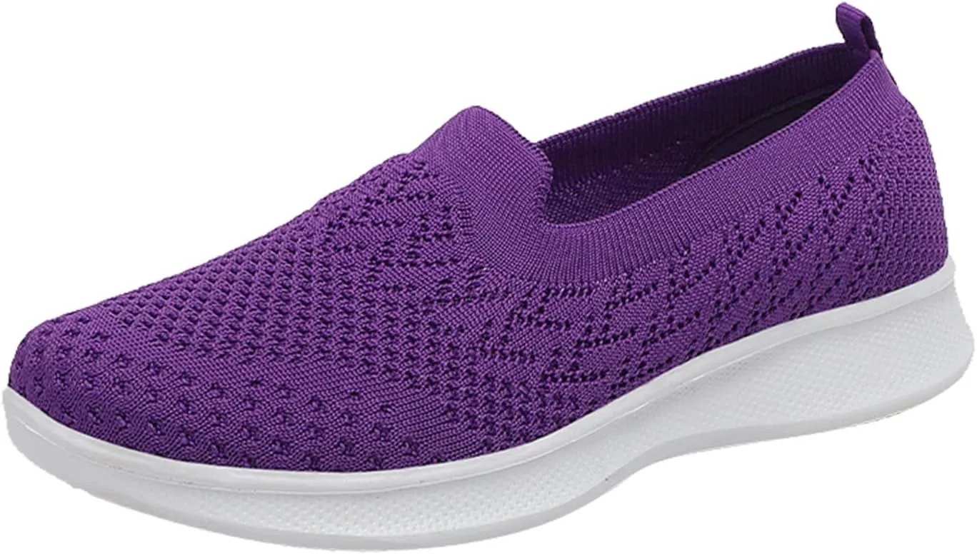 Womens Walking Shoes Woven Breathable Soft Sole Shoes Lightweight Comfort Platform Mesh Slip in Sneakers Arch Support