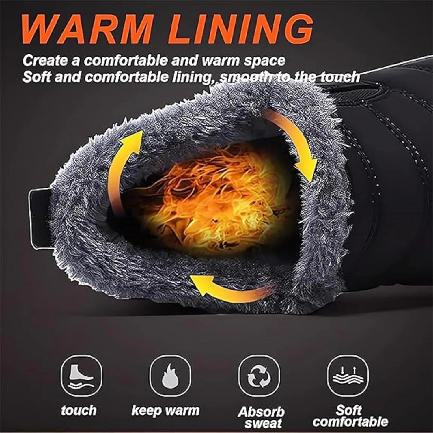 Women's Warm Sheepskin-Lined Boots, Winter Ankle Slip on Short Snow Fur Lined Boots, Unisex