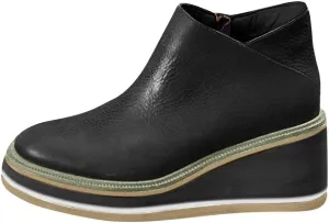 Women's Wedge Ankle Boots Fashion Side Zipper Leather Booties Basel Bootie Chelsea All-Match Shoes