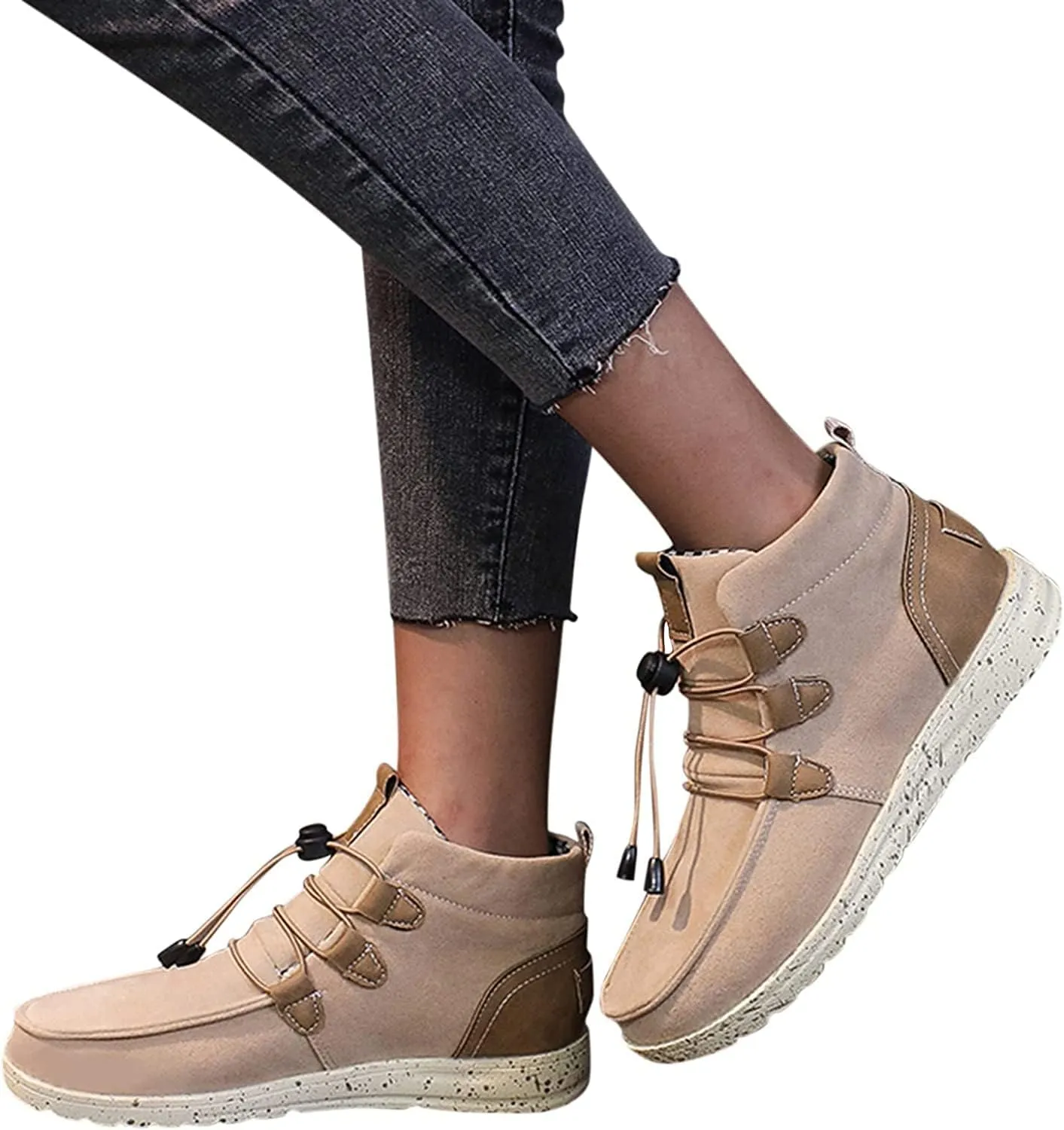 Womens Winter Laced-Front Ankle Boots,Warm Casual Fashion Comfortable Shoes