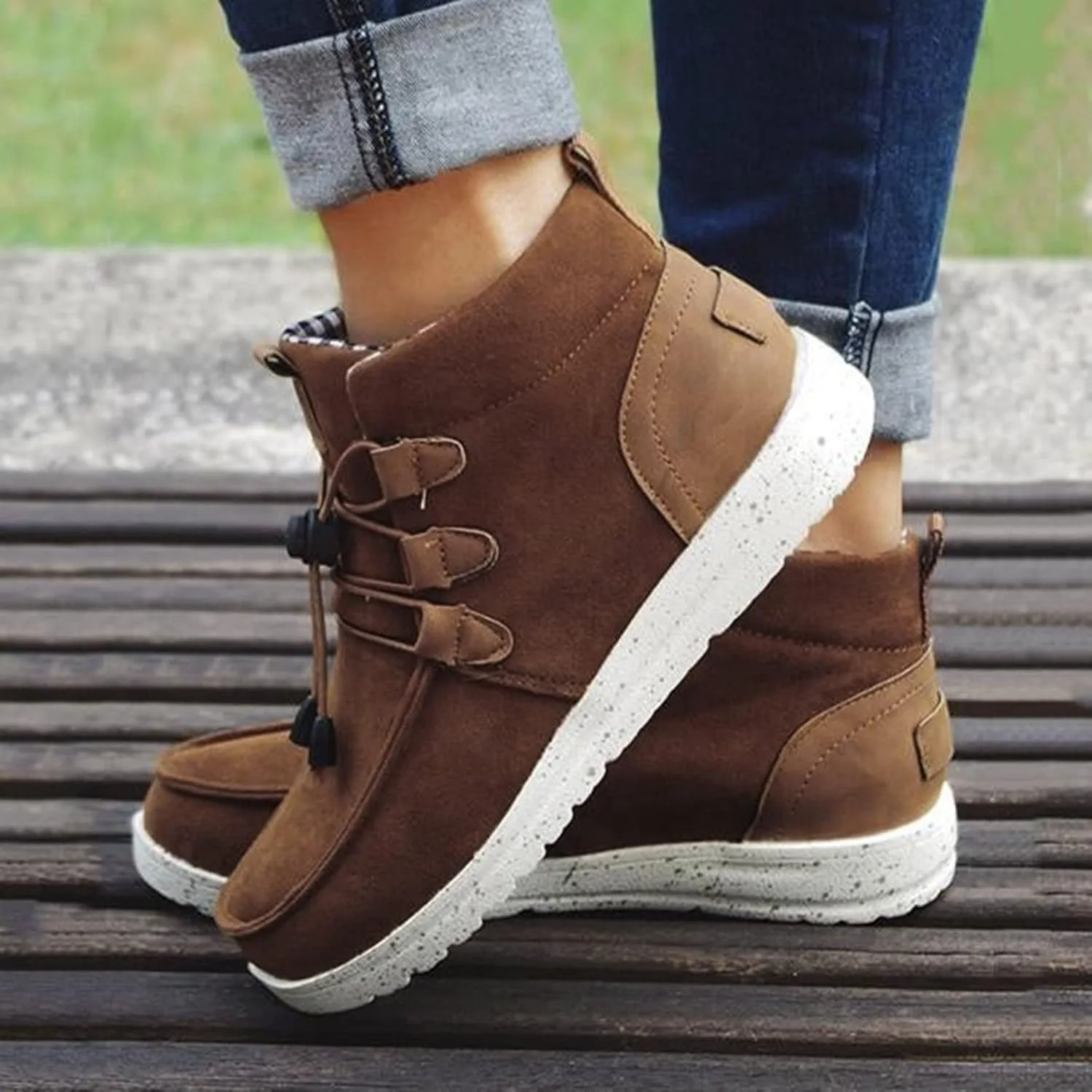 Womens Winter Laced-Front Ankle Boots,Warm Casual Fashion Comfortable Shoes