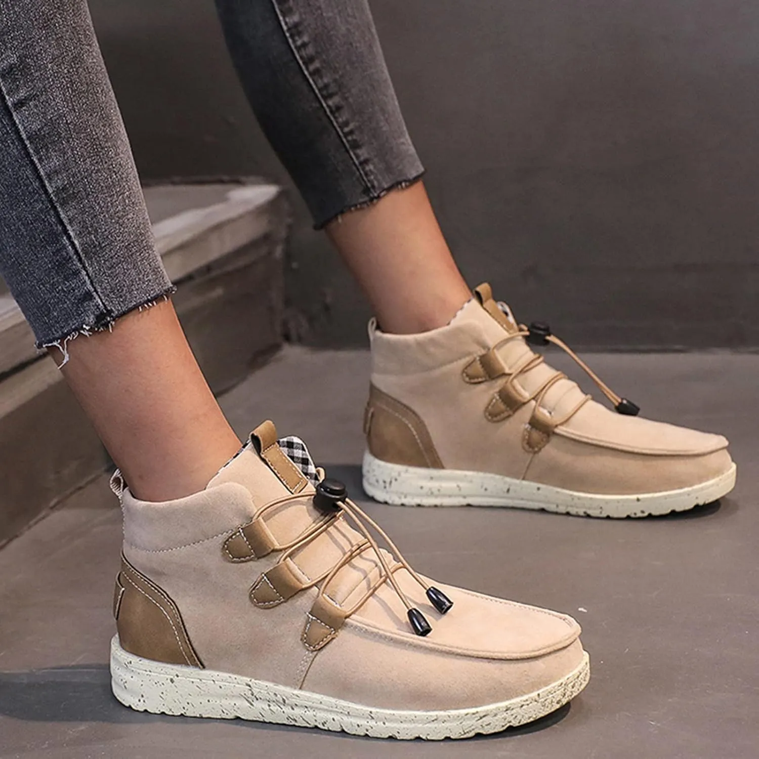 Womens Winter Laced-Front Ankle Boots,Warm Casual Fashion Comfortable Shoes