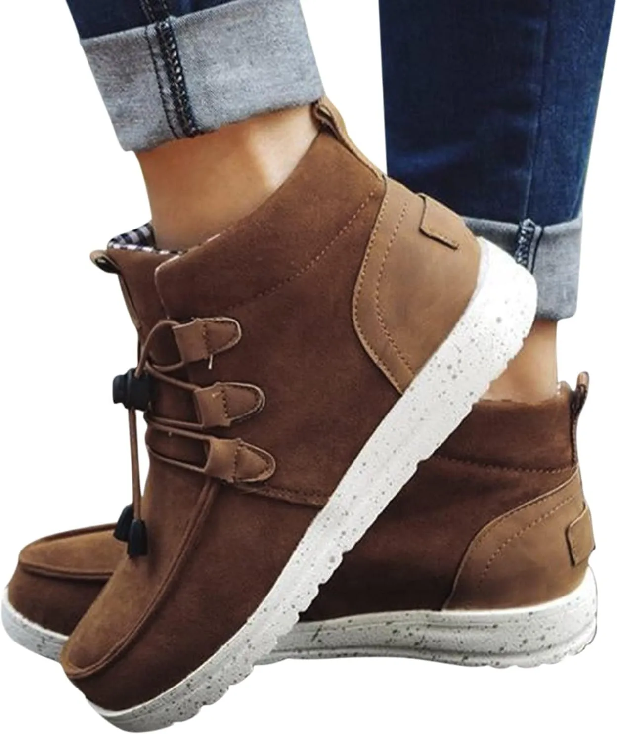 Womens Winter Laced-Front Ankle Boots,Warm Casual Fashion Comfortable Shoes