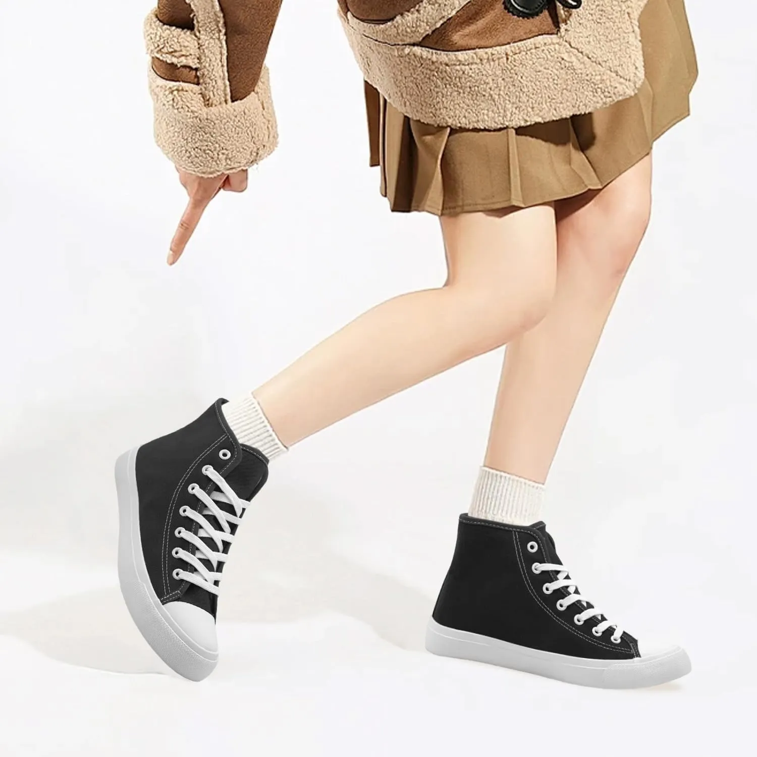 Womens Winter Snow Boots High Top Warm Canvas with Fur Lined Ankle Winter Sneakers