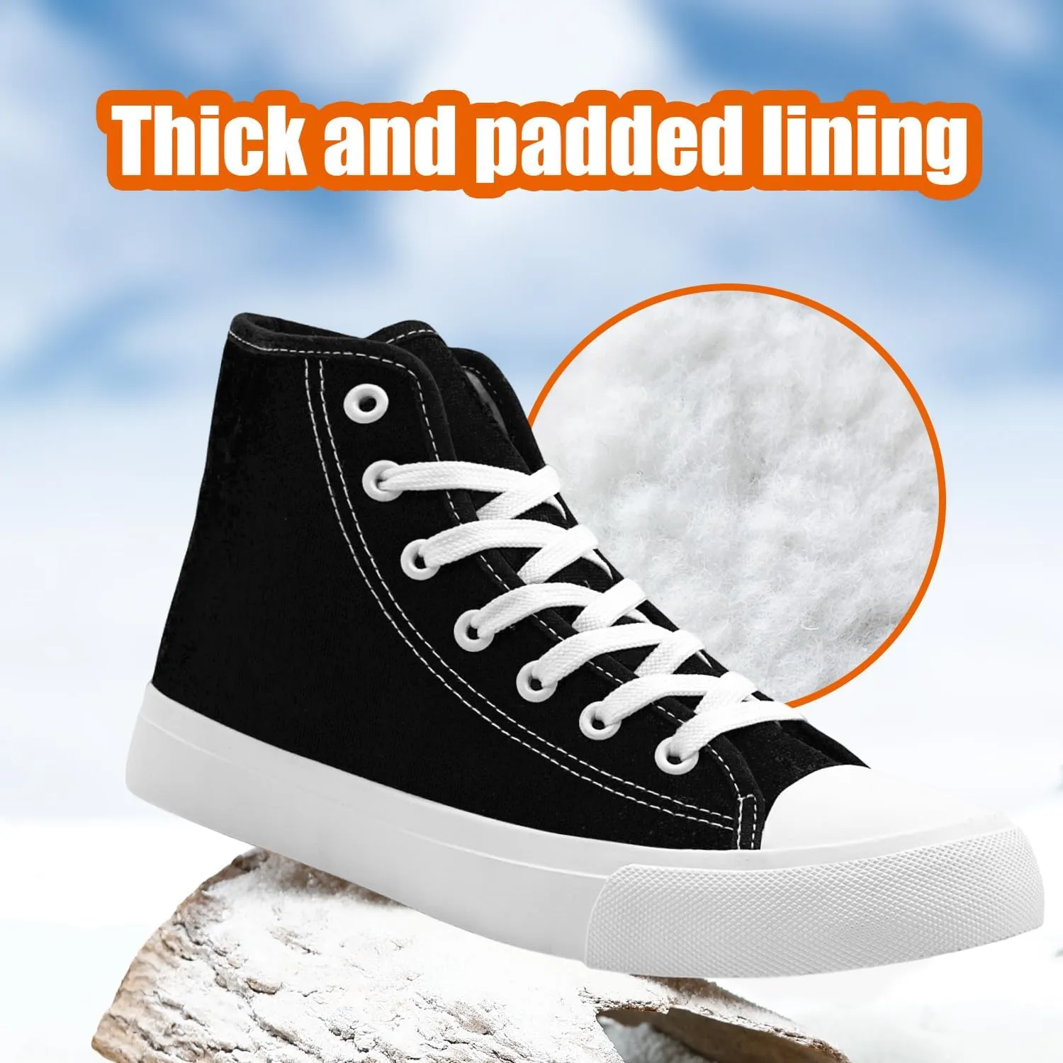 Womens Winter Snow Boots High Top Warm Canvas with Fur Lined Ankle Winter Sneakers
