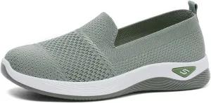 Women's Woven Orthopedic Breathable Soft Shoes Comfortable Lightweight Casual Shoes Go Walk Slip on Nurse Shoe Diabetic Foam Sneaker Hands Free Walking Sneakers with Arch Support