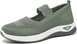 Women's Woven Orthopedic Breathable Soft Shoes Comfortable Walking Nurse Shoes Casual Diabetic Foam Shoe Go Walk Slip on Sneakers Lightweight Mesh Trainers Anti-Skid Sports Shoe with Arch Support