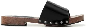 Womens's Wooden Style Block Heel Sandal Open Toe Platform Clogs Rivet Studed Slip On Summer Mules
