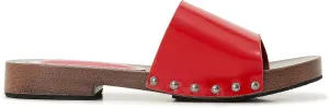 Womens's Wooden Style Block Heel Sandal Open Toe Platform Clogs Rivet Studed Slip On Summer Mules