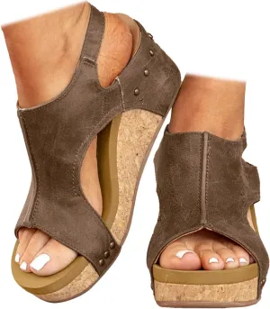 Womenyiaor Wedge Sandals for Women 2024, Women's Platform Wedge Sandals Open Toe Buckle Ankle Strap Espadrilles Wedge Sandals Women Casual Dressy Summer Shoes