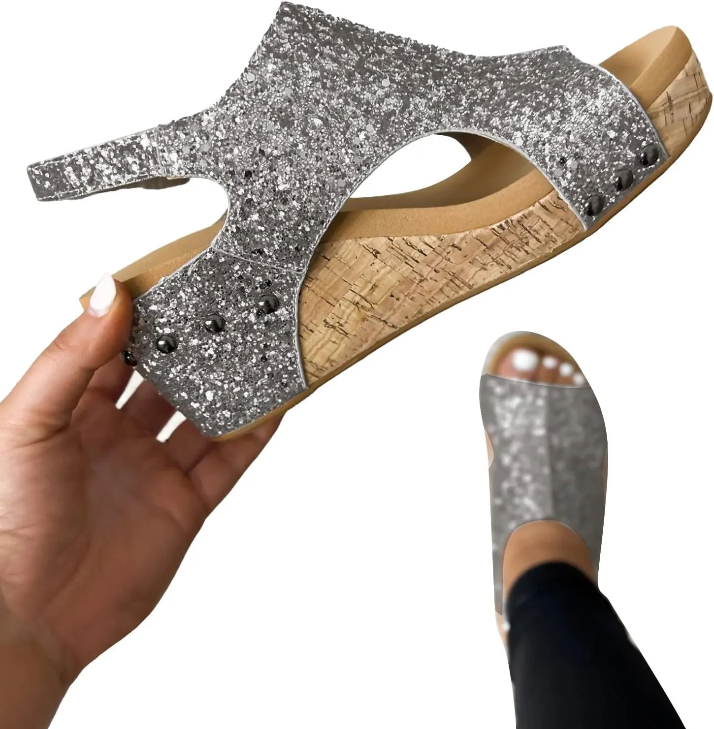 Womenyiaor Wedge Sandals for Women 2024, Women's Platform Wedge Sandals Open Toe Buckle Ankle Strap Espadrilles Wedge Sandals Women Casual Dressy Summer Shoes