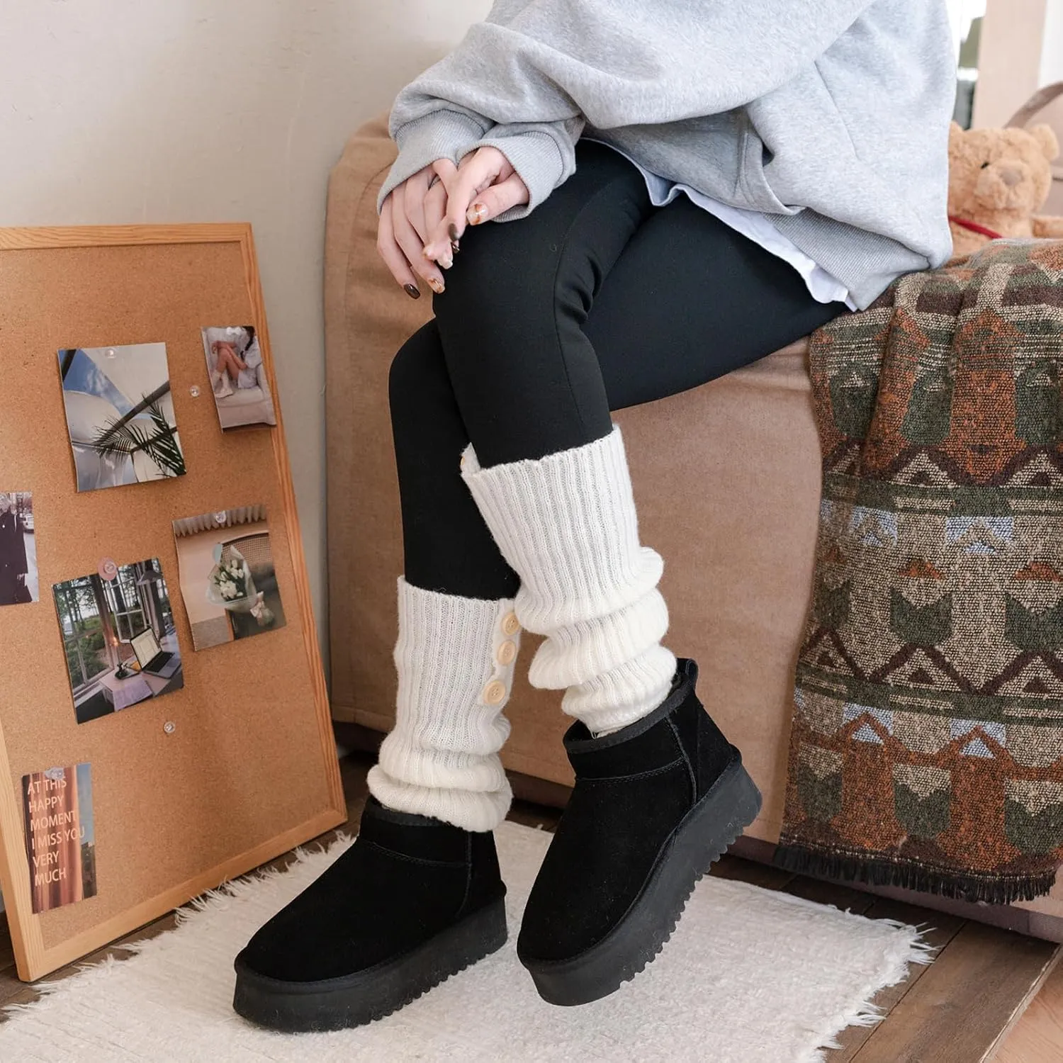 XIXITIAO Platform Wool Lining Mini Boots for Women,Genuine Suede Snow Boots with Memory Foam,Classic Winter Women's Ankle Boots,Water Resistant Short Boots