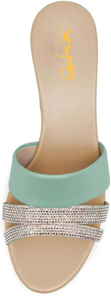 XYD Women Casual Wedges Slide Sandals Platform Rhinestones Slip On Open Toe Mules Comfort High Heel Summer Fashion Shoes
