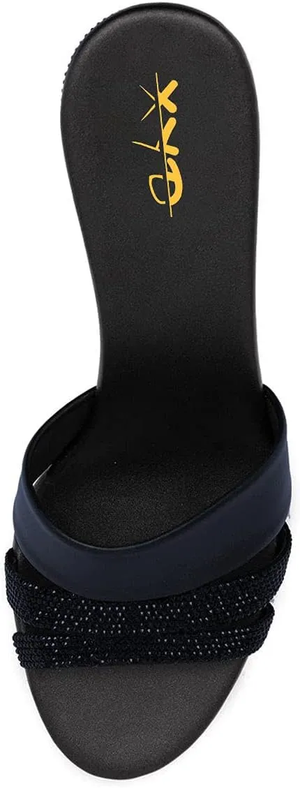 XYD Women Casual Wedges Slide Sandals Platform Rhinestones Slip On Open Toe Mules Comfort High Heel Summer Fashion Shoes