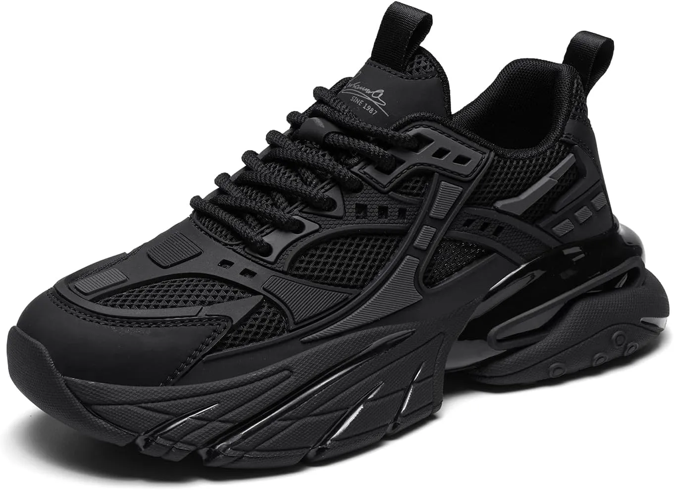 YCMM Casual Mesh Walking Shoes for Men Chunky Platform Sneakers Breathable Lace-Up Dad Style Footwear for Work Workout Everyday Use