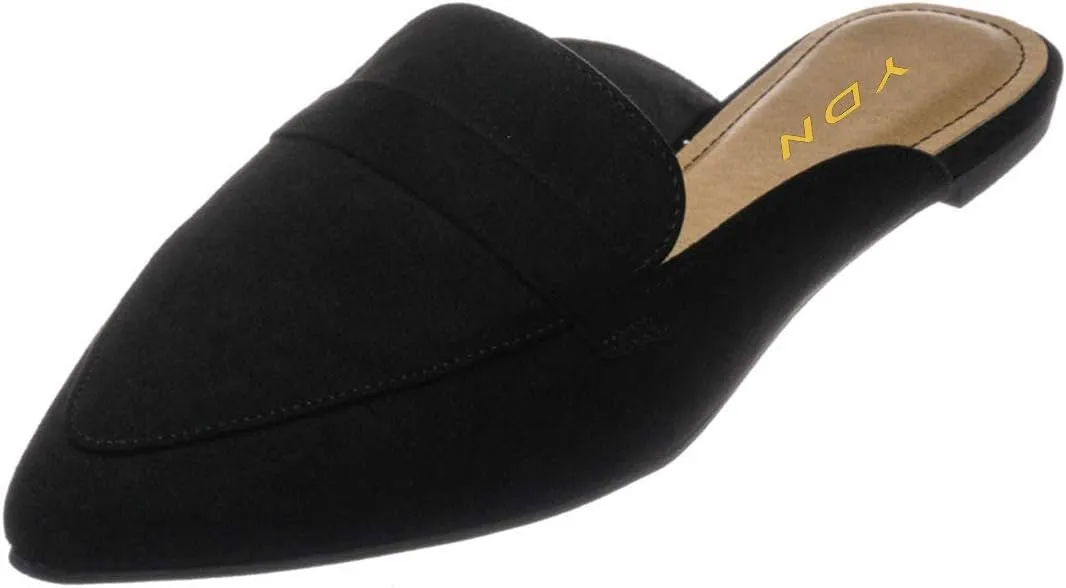 YDN Women Causal Slide Mules Comfy Flats Loafers Poined Toe Slipper Slip On Backless Sandals Fashion Dressy Summer Shoes