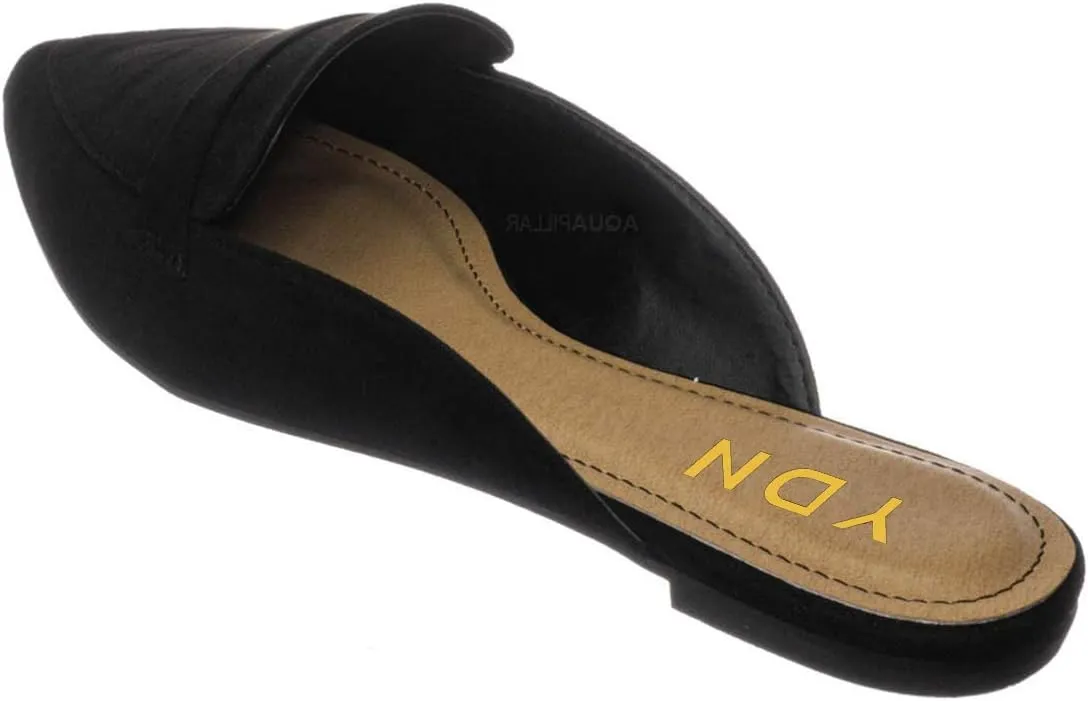 YDN Women Causal Slide Mules Comfy Flats Loafers Poined Toe Slipper Slip On Backless Sandals Fashion Dressy Summer Shoes