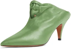 YDN Women's Pointed Toe Kitten Heeled Clogs Mules Knots Slip On Low Heel Sandals Comfy Walking Party Shoes Size 4-16 US