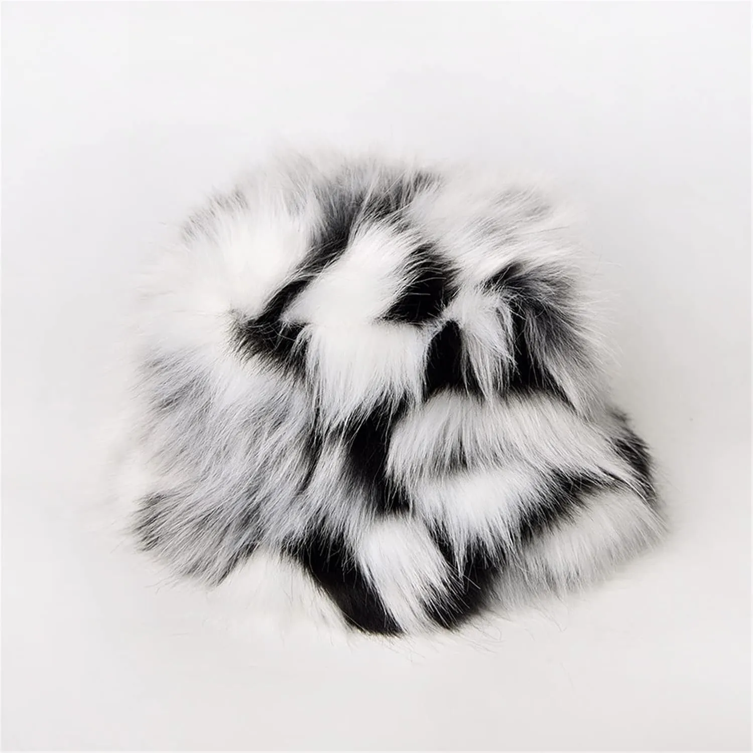 YESBOR Women's Winter Faux Fur Snow Boots Warm Fuzzy Fluffy Bucket Hat Rainbow Fisherman Cap