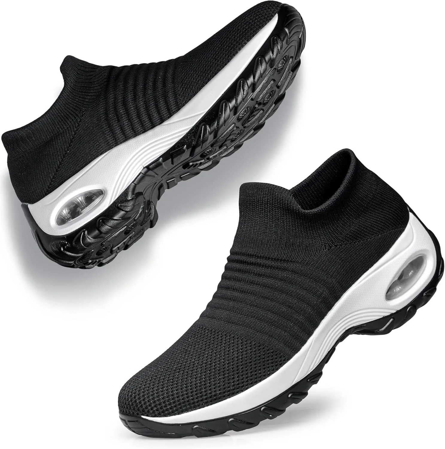 YHOON Women's Walking Shoes - Sock Sneakers Slip on Mesh Platform Air Cushion Athletic Shoes Work Nurse Comfortable