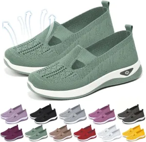 Yilia Orthopedic Shoes for Women, Women Wide Width Breathable Walking Comfortable Slip on Sneakers, Non Slip Food Service Lightweight Sneaker, Nurse Shoes Arch Support Sneakers