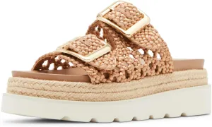 Yishaweiqi Espadrilles Platform Sandals for Women Comfortable Raffia Flatform Sandals Adjustable Buckle Straps Woven Straw Crochet Flat Slide Sandals Summer Beach Shoes