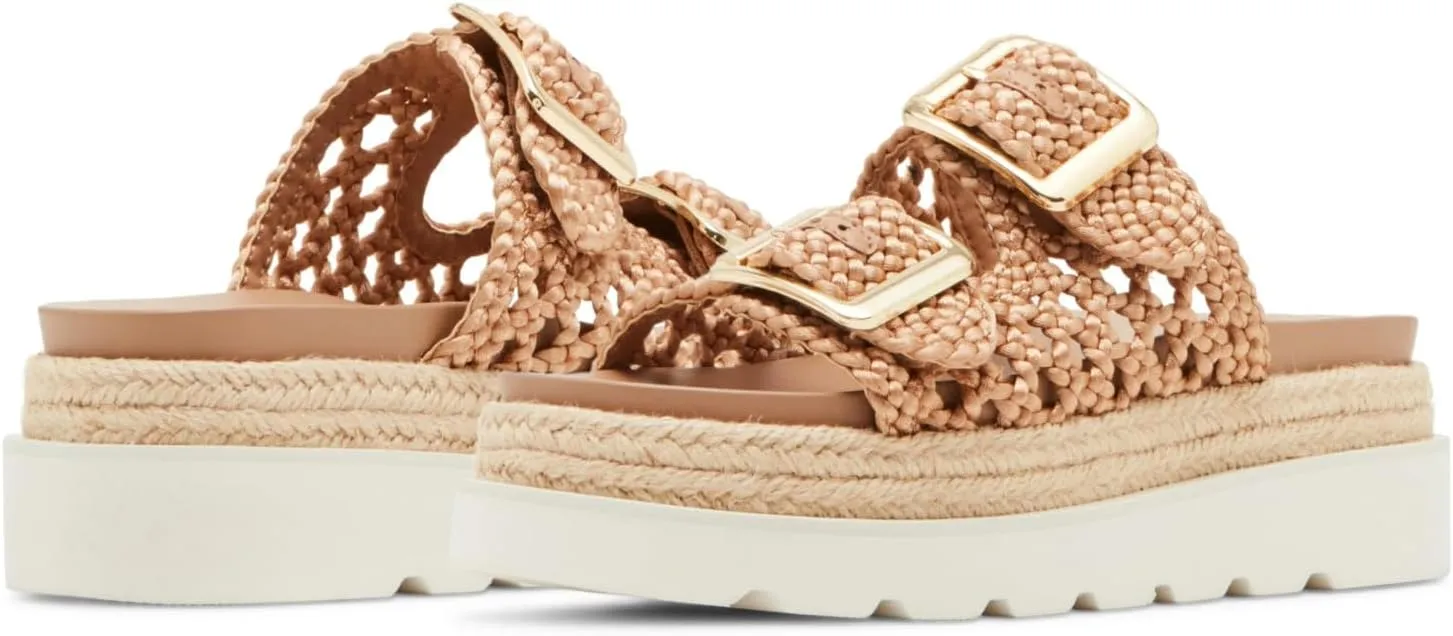 Yishaweiqi Espadrilles Platform Sandals for Women Comfortable Raffia Flatform Sandals Adjustable Buckle Straps Woven Straw Crochet Flat Slide Sandals Summer Beach Shoes