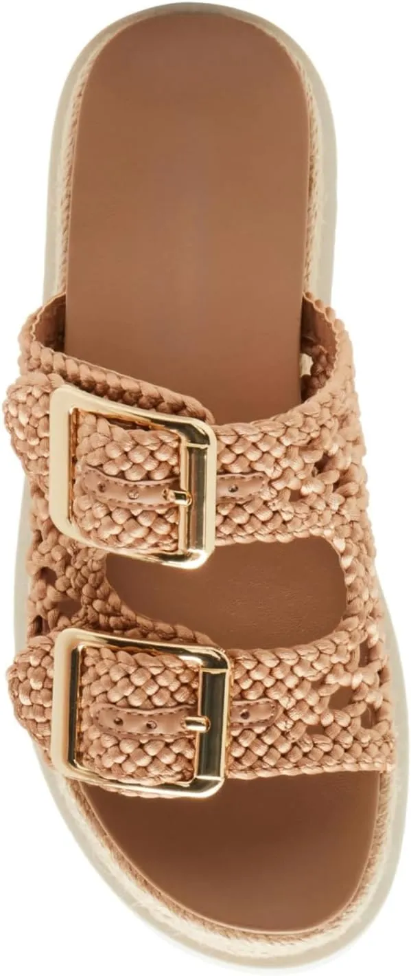 Yishaweiqi Espadrilles Platform Sandals for Women Comfortable Raffia Flatform Sandals Adjustable Buckle Straps Woven Straw Crochet Flat Slide Sandals Summer Beach Shoes