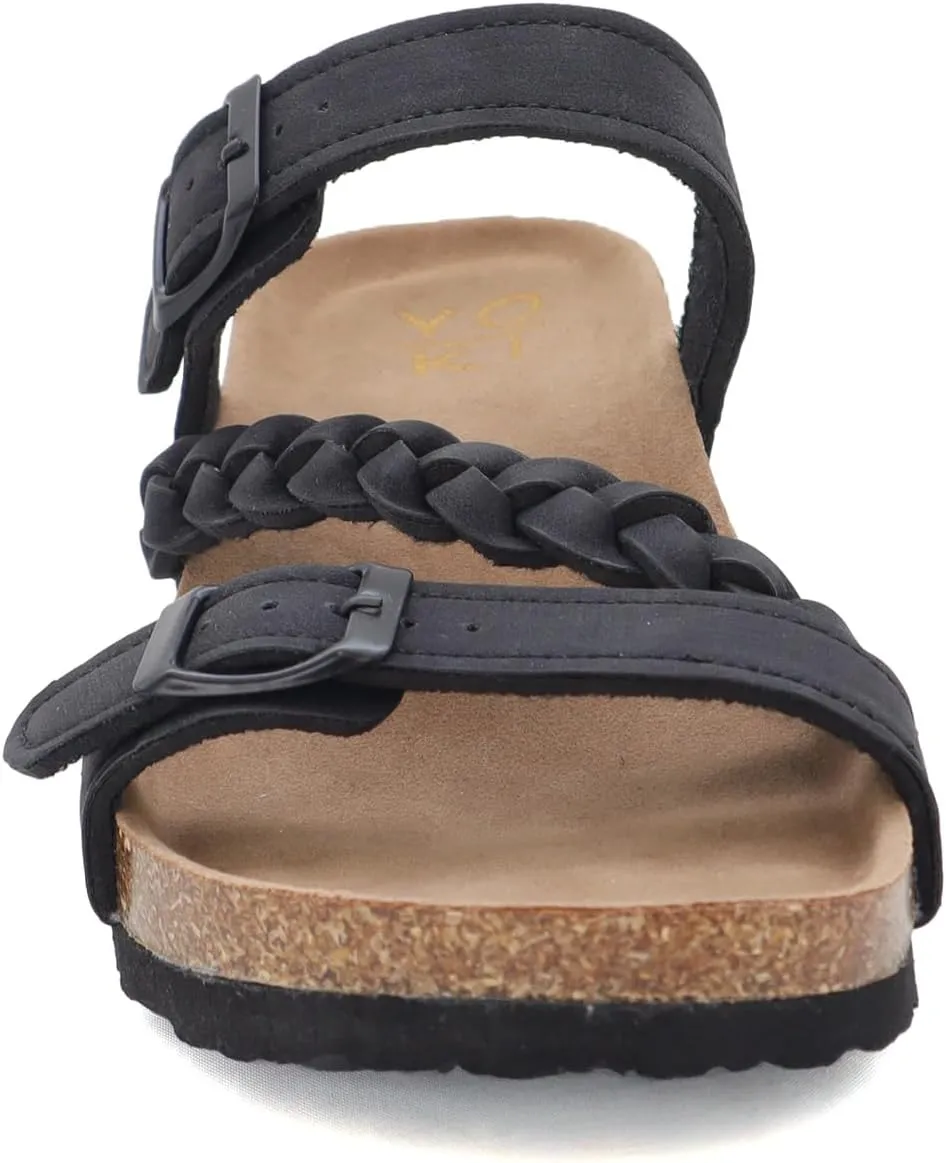 YOKI LORAYN-02 Women's Wedge Sandals Cork Bottom Double Buckle with Braided Strap, Platform Sandals Women, Arch Support Sandals Women's Summer Sandals