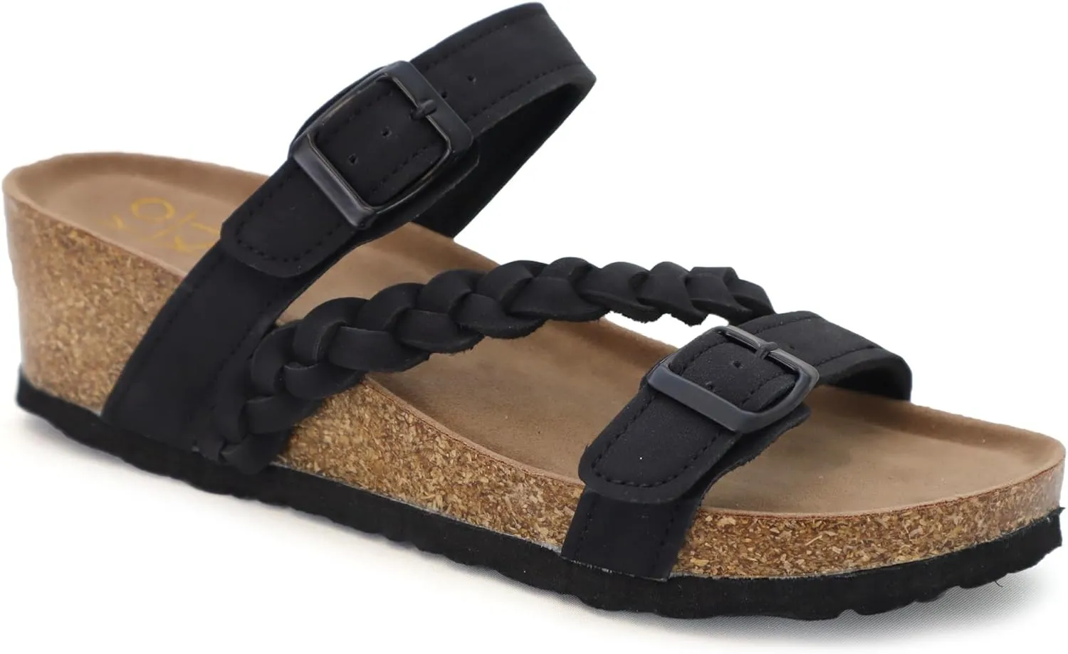 YOKI LORAYN-02 Women's Wedge Sandals Cork Bottom Double Buckle with Braided Strap, Platform Sandals Women, Arch Support Sandals Women's Summer Sandals