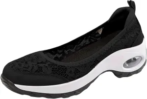 ZSpzx Women's Fashion Sneakers Orthopedic Backless Solid Color Running Platform Shoes Mesh Breathable Casual Arch Support Walking Wedge Shoe Jogging Tennis Sneaker Slip On Comfy Footwear