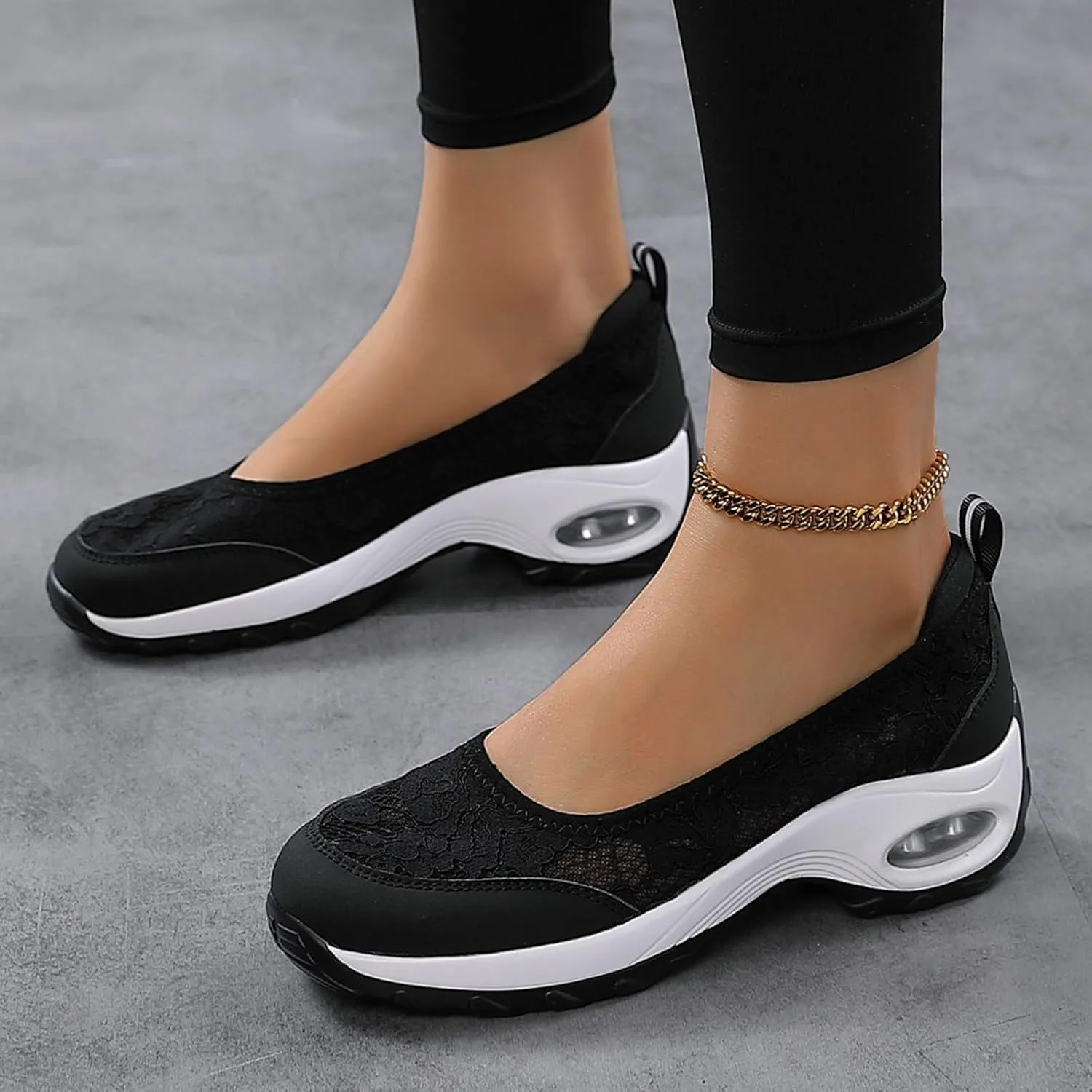 ZSpzx Women's Fashion Sneakers Orthopedic Backless Solid Color Running Platform Shoes Mesh Breathable Casual Arch Support Walking Wedge Shoe Jogging Tennis Sneaker Slip On Comfy Footwear