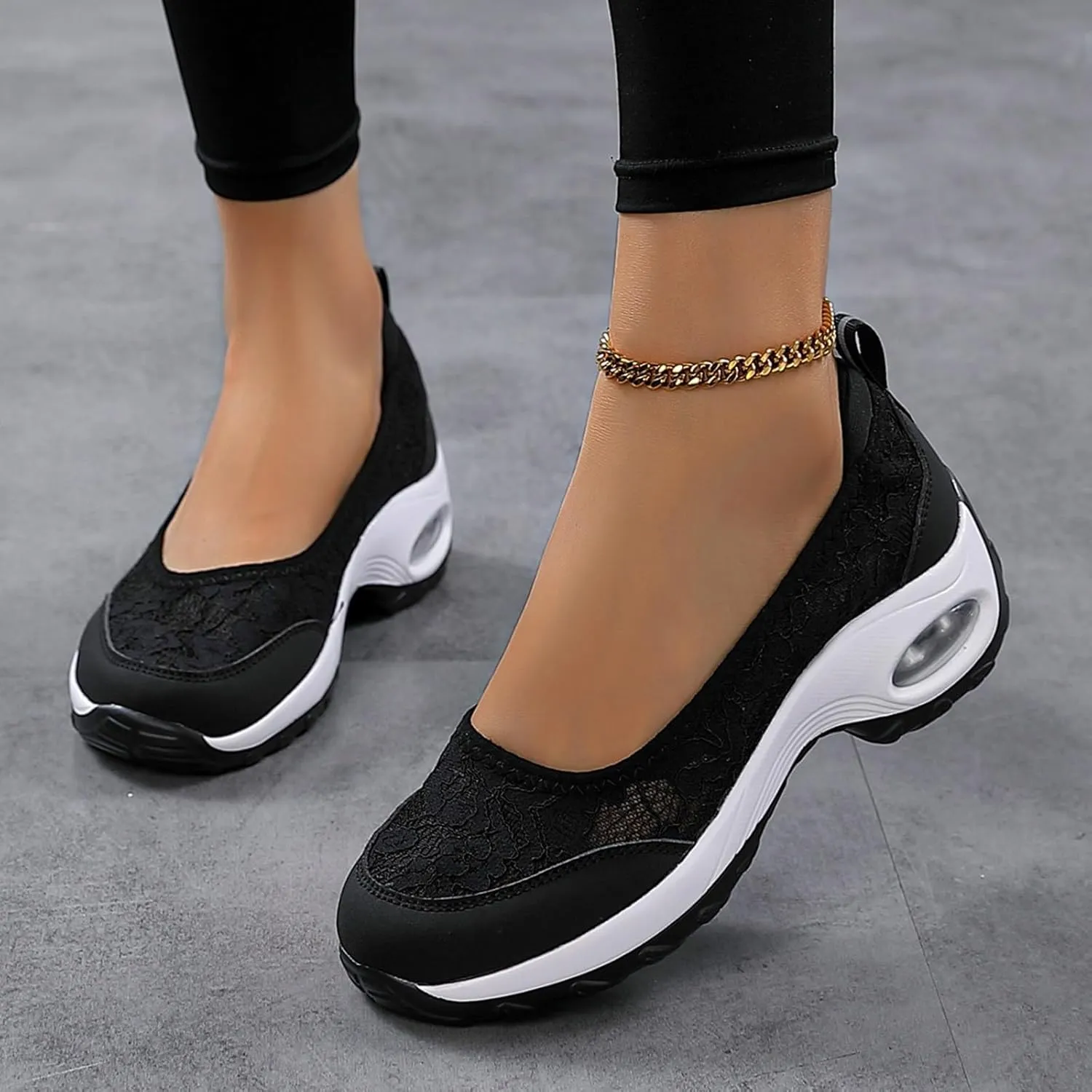 ZSpzx Women's Fashion Sneakers Orthopedic Backless Solid Color Running Platform Shoes Mesh Breathable Casual Arch Support Walking Wedge Shoe Jogging Tennis Sneaker Slip On Comfy Footwear