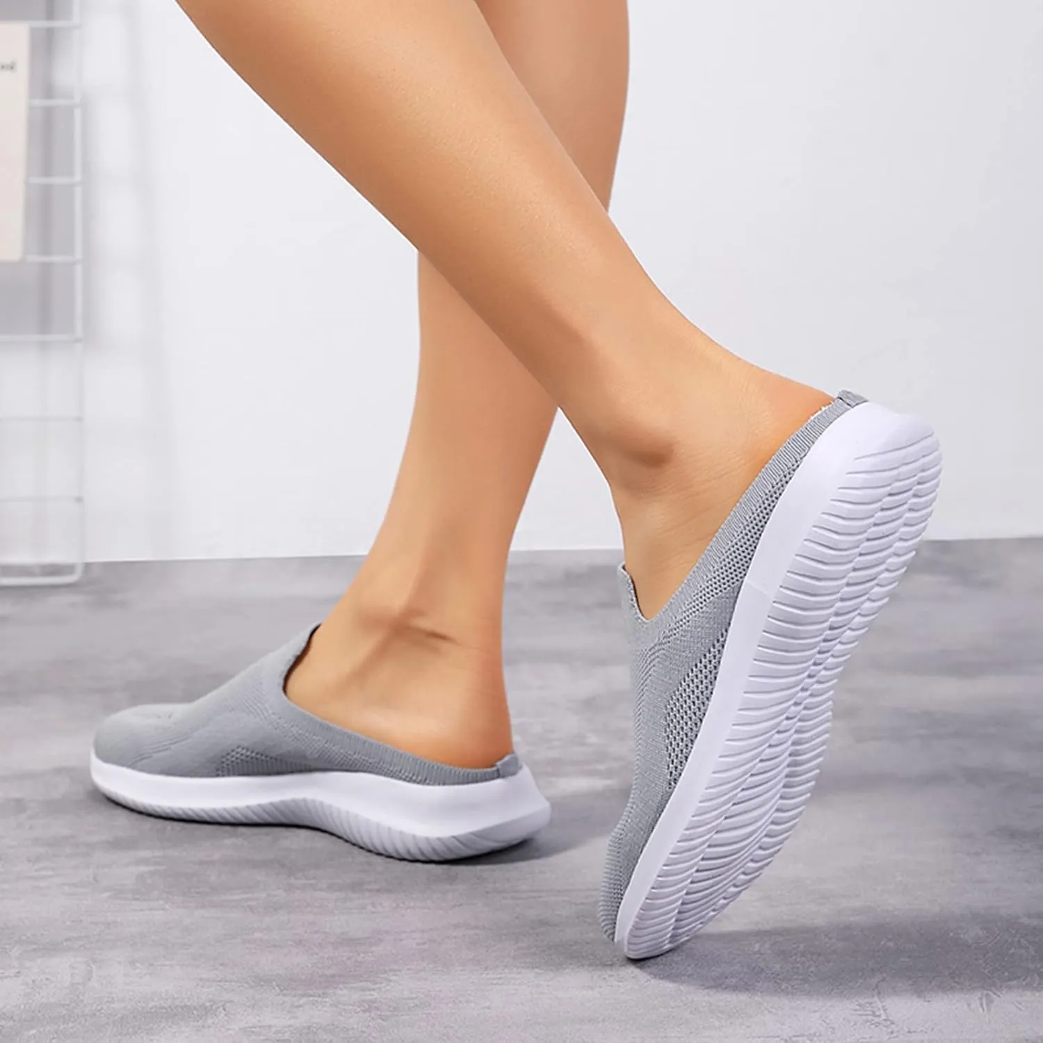 ZSpzx Women's Slip On Loafers Low Top Mesh Ballet Flat Nurse Walking Sneakers Round Toe Memory Foam Casual Boat Shoes Jogging Comfortable Closed Toe Lightweight Shoes for Daily Wear