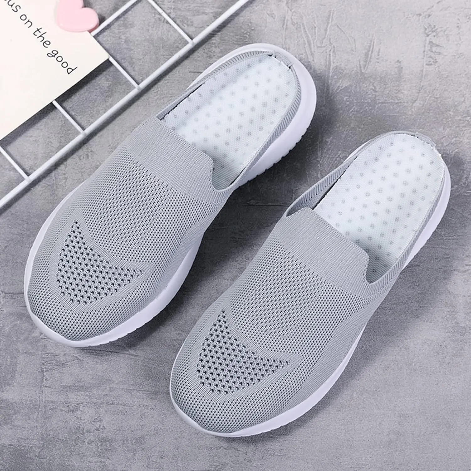 ZSpzx Women's Slip On Loafers Low Top Mesh Ballet Flat Nurse Walking Sneakers Round Toe Memory Foam Casual Boat Shoes Jogging Comfortable Closed Toe Lightweight Shoes for Daily Wear