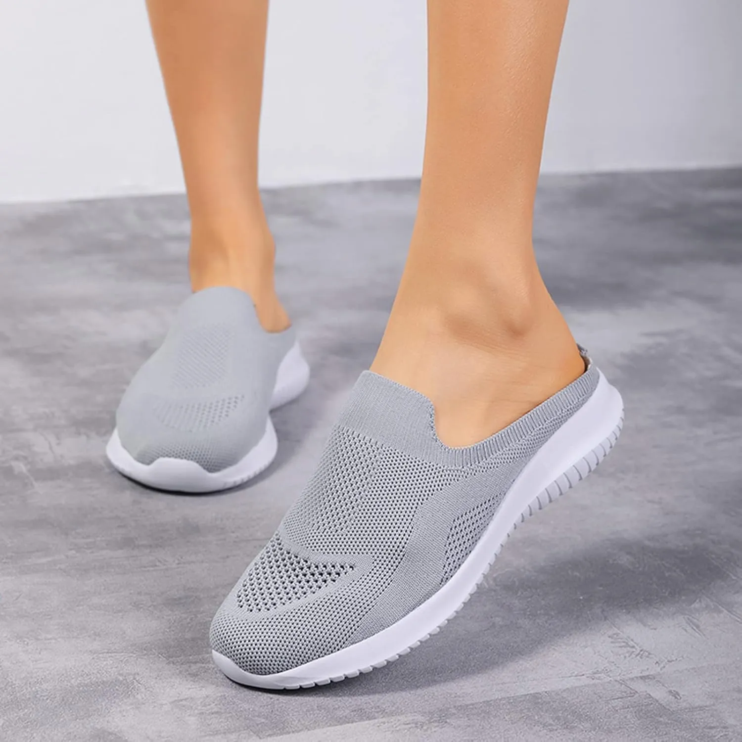 ZSpzx Women's Slip On Loafers Low Top Mesh Ballet Flat Nurse Walking Sneakers Round Toe Memory Foam Casual Boat Shoes Jogging Comfortable Closed Toe Lightweight Shoes for Daily Wear