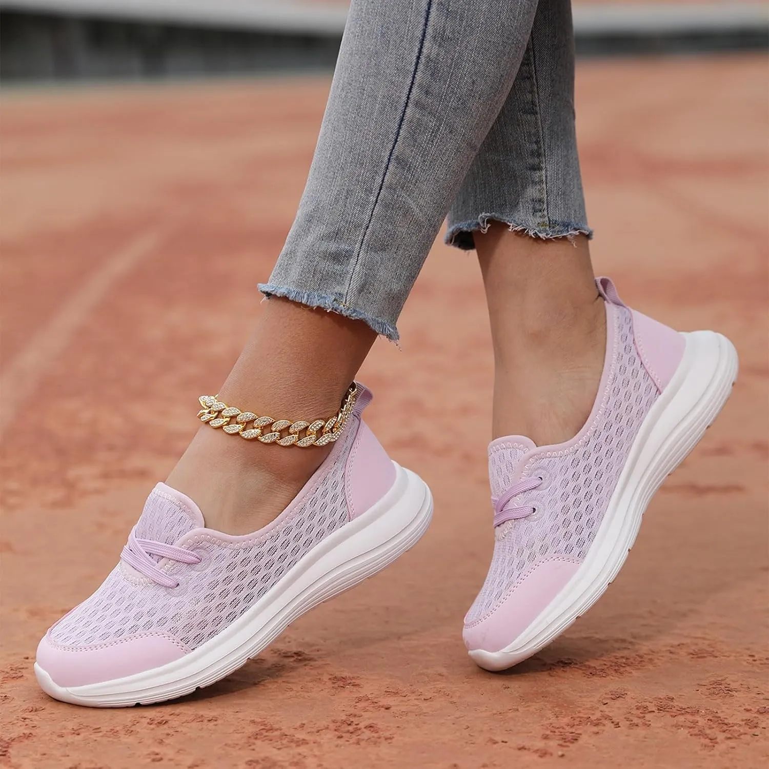 ZSpzx Women's Walking Shoes with Arch Support Air Cushion Mesh Lace Up Breathable Quick Dry Casual Shoes Athletic Running Jogging Comfortable Closed Toe Lightweight Sneakers for Gym Travel Daily Wear