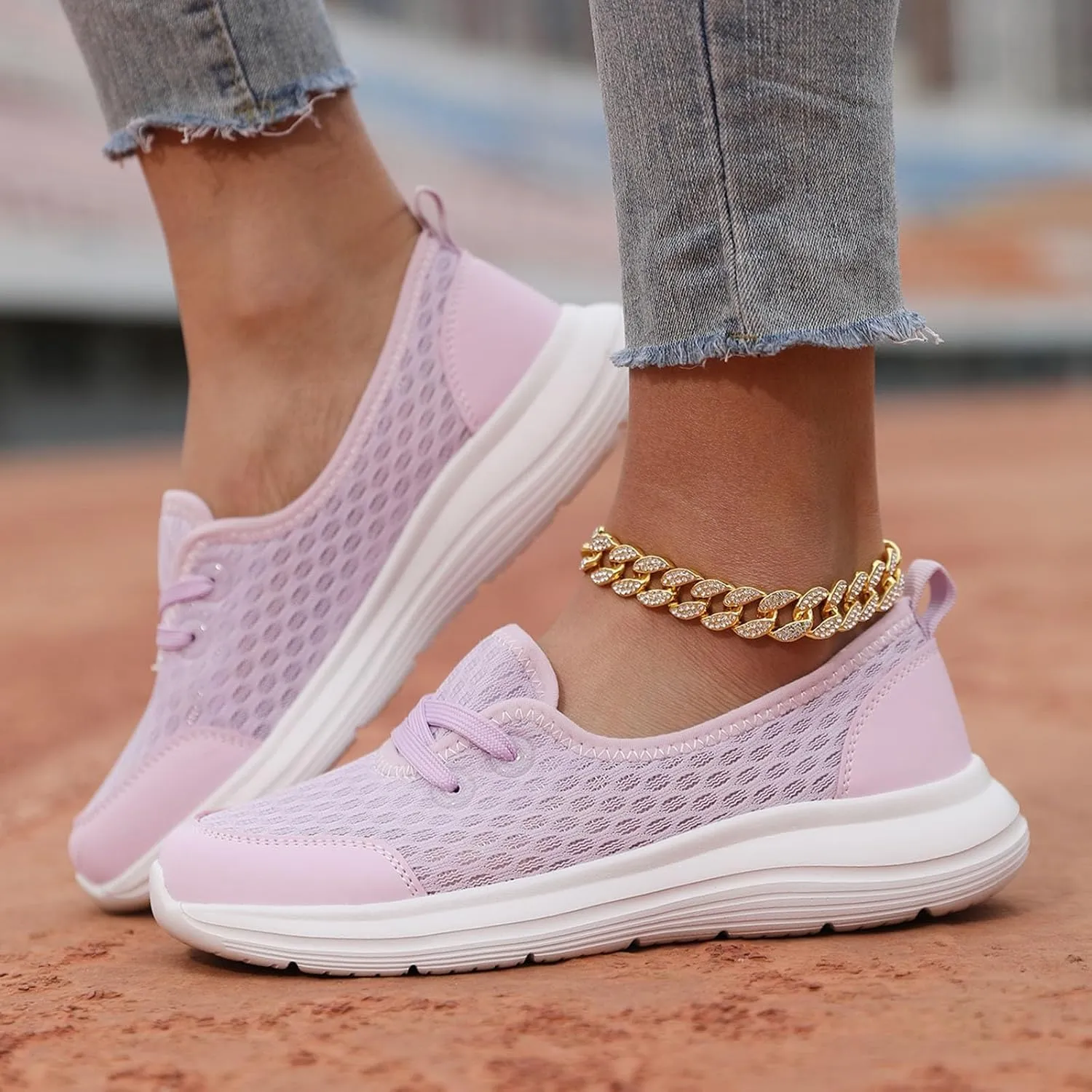 ZSpzx Women's Walking Shoes with Arch Support Air Cushion Mesh Lace Up Breathable Quick Dry Casual Shoes Athletic Running Jogging Comfortable Closed Toe Lightweight Sneakers for Gym Travel Daily Wear