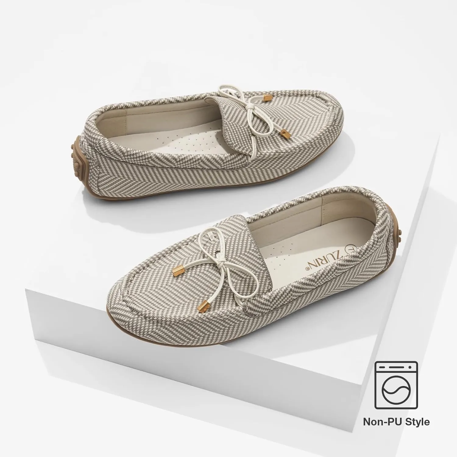 ZURIN Knitted Loafers for Women Casual Flat Shoes Slip On Loafers Comfortable Breathable Boat Shoes for Work Driving Walking