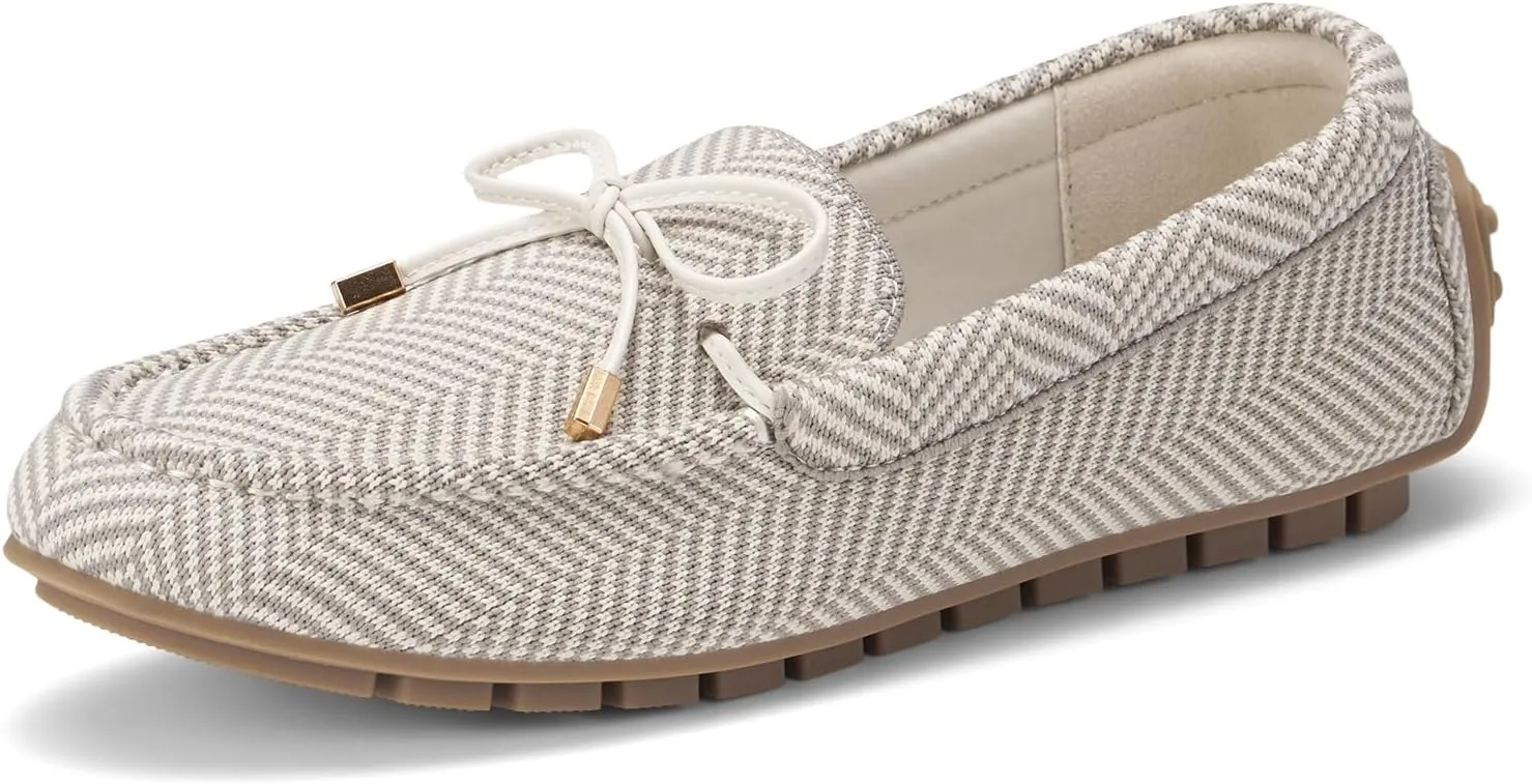ZURIN Knitted Loafers for Women Casual Flat Shoes Slip On Loafers Comfortable Breathable Boat Shoes for Work Driving Walking